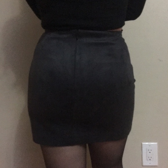 Talula Faux Suede Charcoal Grey Mini Skirt - Picture 5 of 5